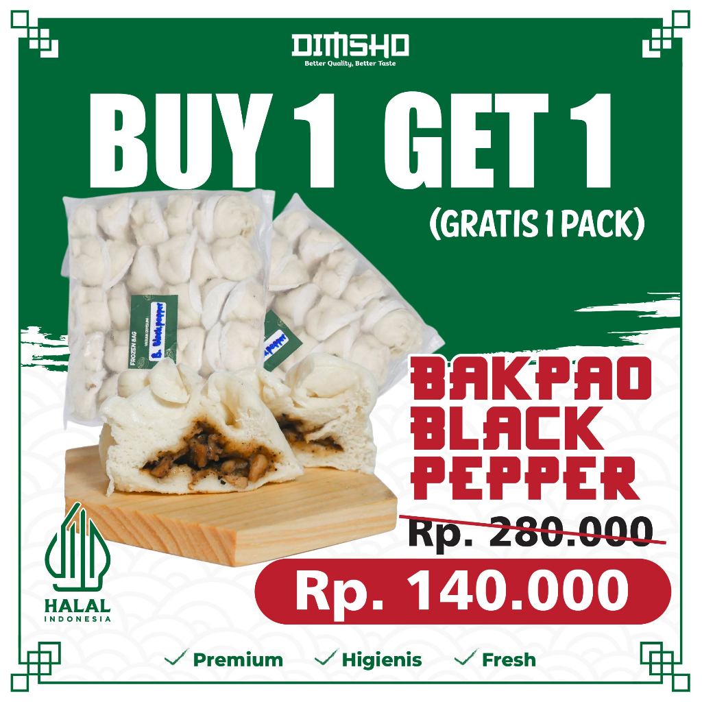 

(BUY 1 GET 1) DIMSUM BAKPAO BLACKPEPPER II GRATIS 1 PACK ISI 30 PCS II BLACKPEPPER 1 PACK ISI 30 PCS
