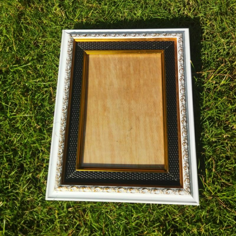 Frame Doubel PREMIUM A4 21X29,5 Hitam Putih Emas Bahan Fiber Bingkai Foto Custom Pigura Foto Figura 