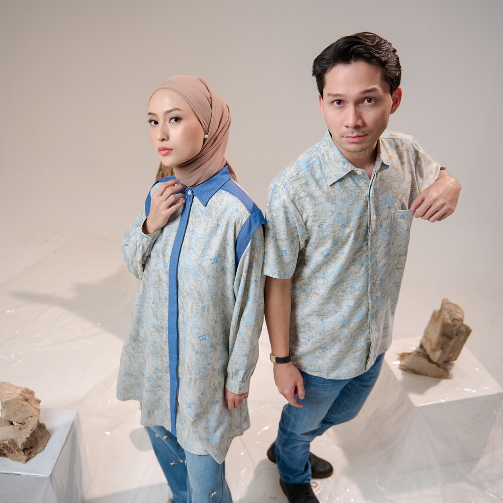 ZM Zaskia Mecca - Couple Set Blouse Gamis Tunik Kemeja Koko Pria Motif - Aksara Nusantara - Edisi Ak