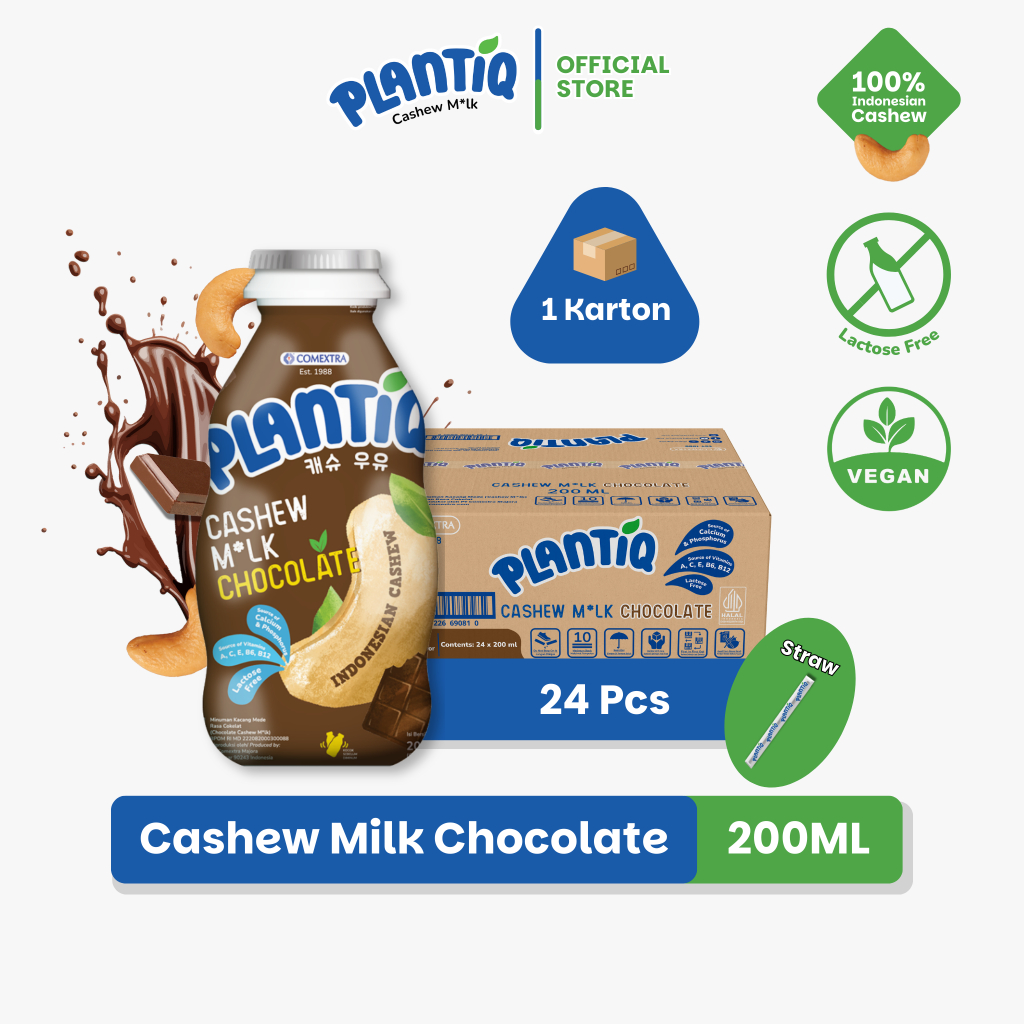 

[24 PCS ] PLANTIQ Cashew Milk Chocolate 200ml - Susu Kacang Mede - Non Dairy Milk Lactose Free