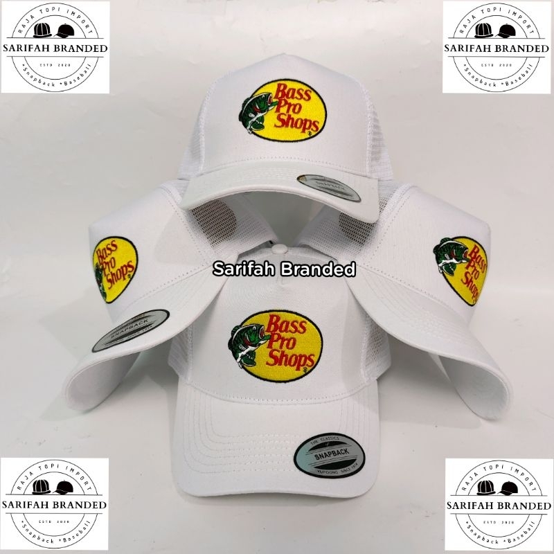 TOPI BASS PRO SHOPS LOGO BORDIR IMPORT - Topi Pancing - Topi Trucker Pria - Topi Jaring Pancing