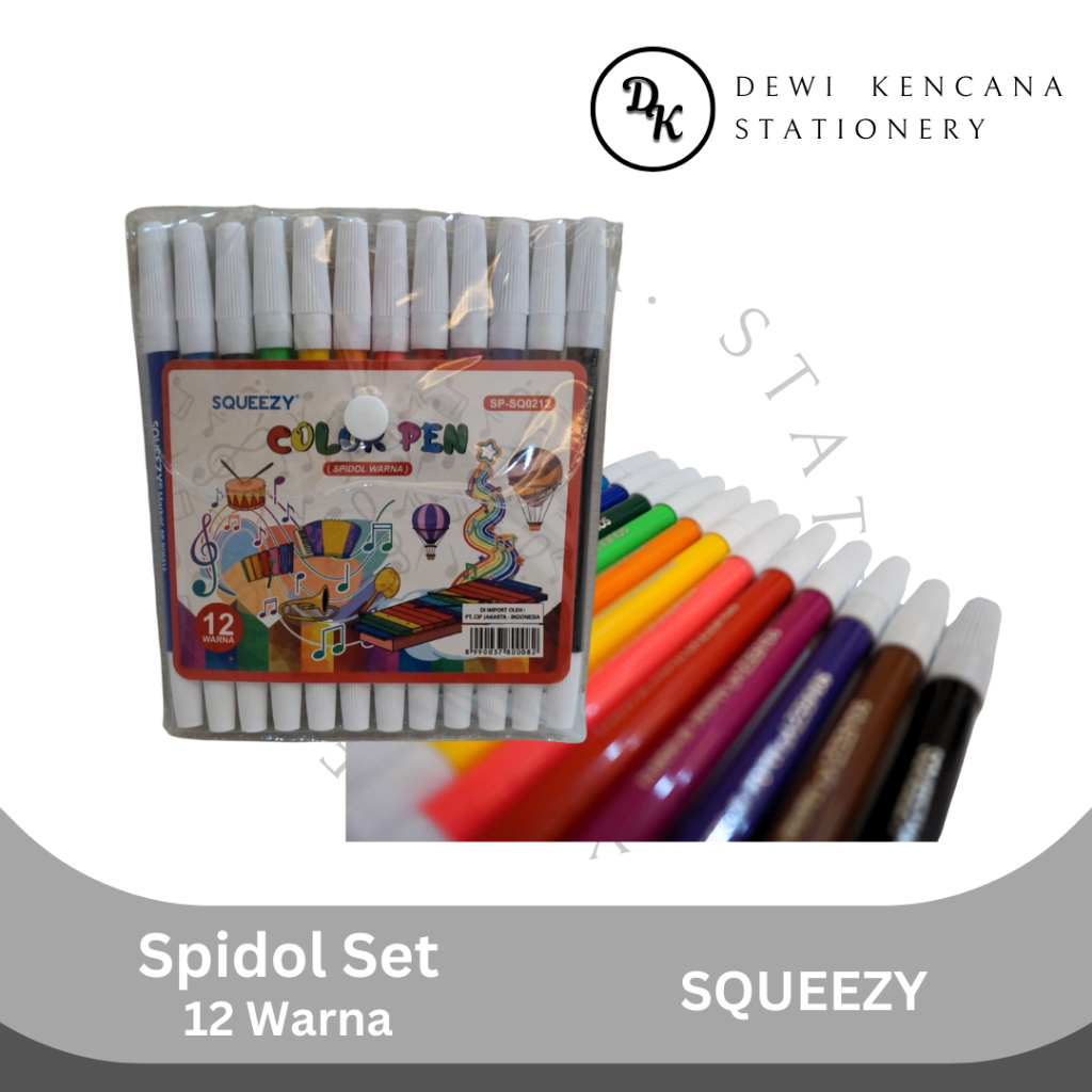 

Spidol Set Squeezy 12 Warna SQ-0212 / Spidol Warna Set