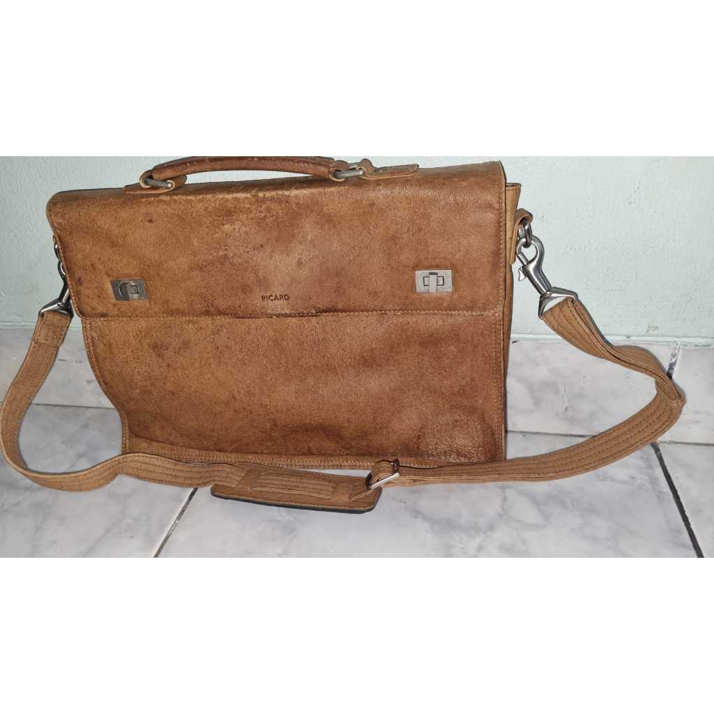 PICARD Tas kulit sapi asli Denmark original 40cm kerja pria