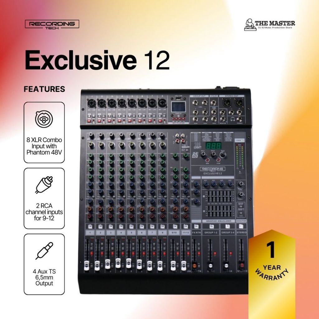 Recording Tech EXCLUSIVE 12 EXCLUSIVE12 12 Channel USB Audio Mixer
