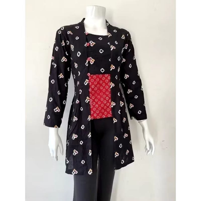 SIMI - Jeng Jumput Tunik Kebaya kutu baru panjang batik Jumputan ukuran S M L XL XXL XXXL 4L 5L