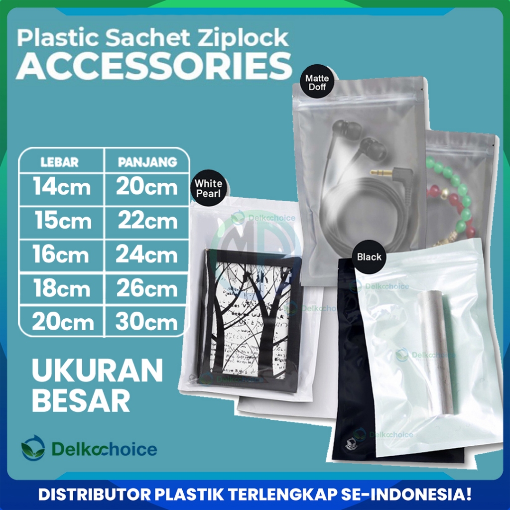 Lay Bag Ziplock Plastik Klip Kombinasi AKSESORIS / SNACK / BUBUK Ukuran Besar - Delkochoice