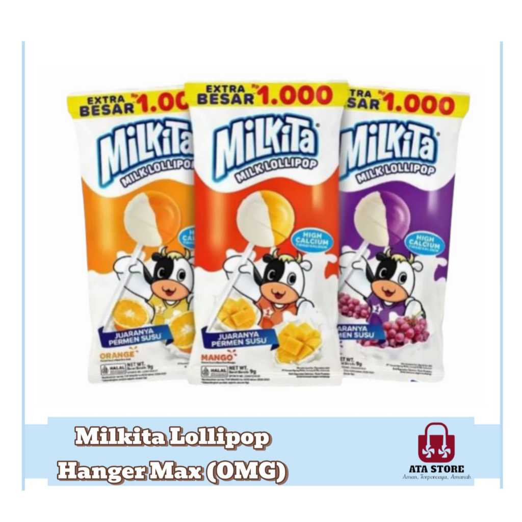 

Milkita Permen Lolipop Susu Hanger Max - Milk Candy 1 Bag (Isi 30Pcs) - Jeruk, Mangga, Anggur