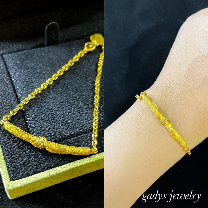 gelang nuri viral Lapis Emas 24krt Crum Emas Muda 14gram gelang Cewek Replika Premium Gold