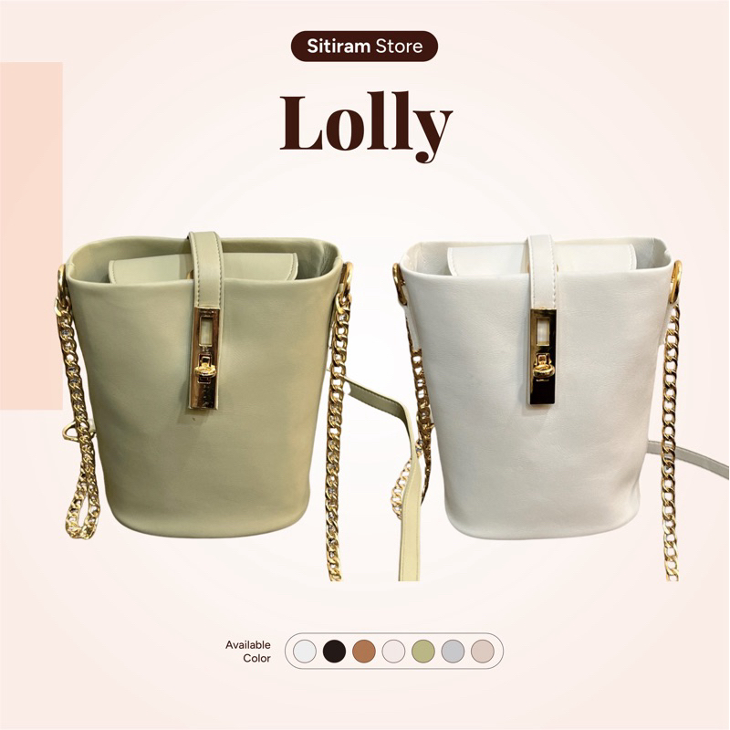 Lolly - Tas Selempang Wanita Sling bag HP AOERA Terbaru A60 Bahan Snow Tali Kombinasi Raantai Kulit