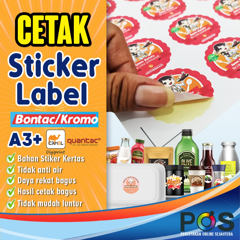 

CETAK STIKER BONTAC / STIKER LABEL A3 CROMO + CUTTING