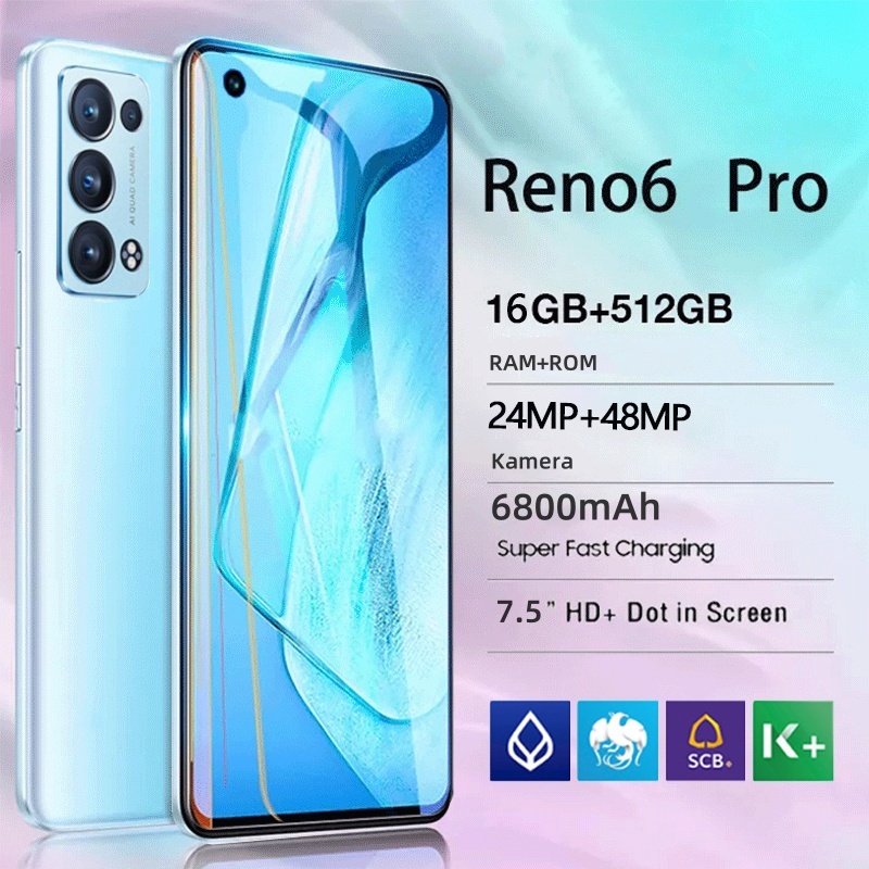 Hp terbaru 2024 OPPO Reno6 PRO RAM 8GB ROM 256GB 7.5inch Handphone android hp murah baru Ponsel Pint