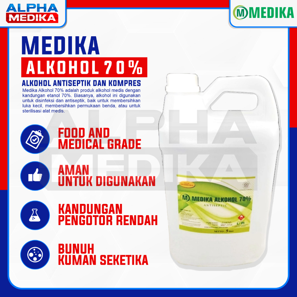 Alkohol 70% 5 Liter Medika / Alkohol Medika 70% 5Liter / Alcohol 70% MEDIKA 5 Liter