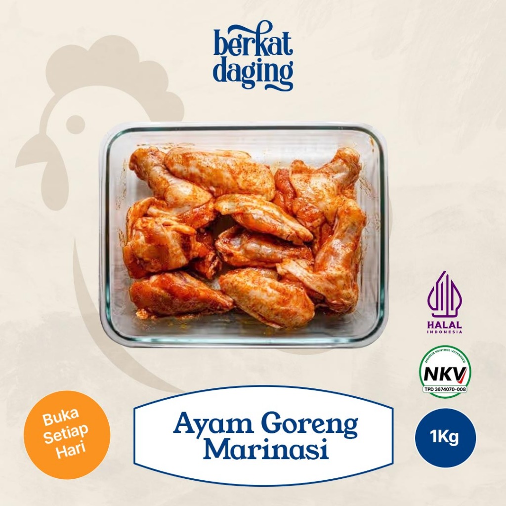 

Ayam Marinasi Fried Chicken Sreeya 1kg - Siap Masak Goreng KFC Crispy Krispi sudah Berbumbu Marinated Halal - Berkat Daging