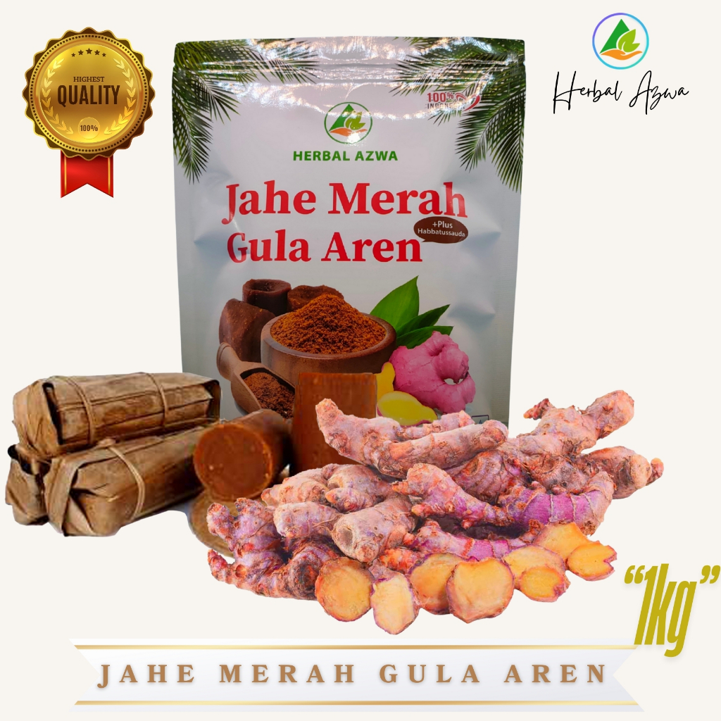 

Jahe Merah Gula Aren Plus Habbatusauda | Herbal Azwa Kemasan 1kg