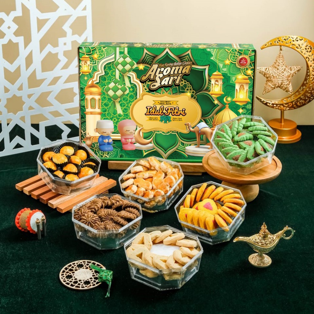 

Hampers Lebaran / Paket Parsel Kue Kering Ramadan "Aroma Sari" isi 6 Toples