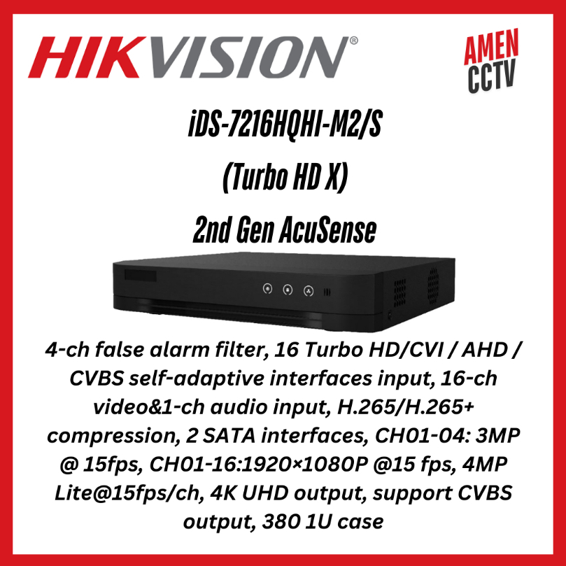 Turbo HD 3.0 & 4.0 Hikvision Series 1U AcuSense (Front Panel Buttons, Alarm I/O, and Audio Input Opt