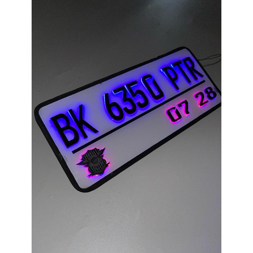 PLAT NOMOR MOTOR TIMBUL LED VARIASI NYALA BAHAN AKRILIK