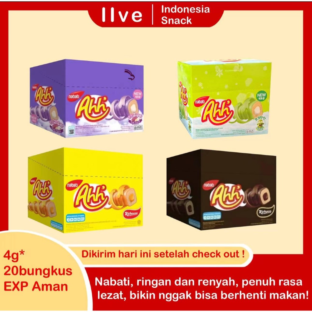 

Nabati Ahh Isi 20Pcs Rasa keju/cokelat/kelapa/goguma