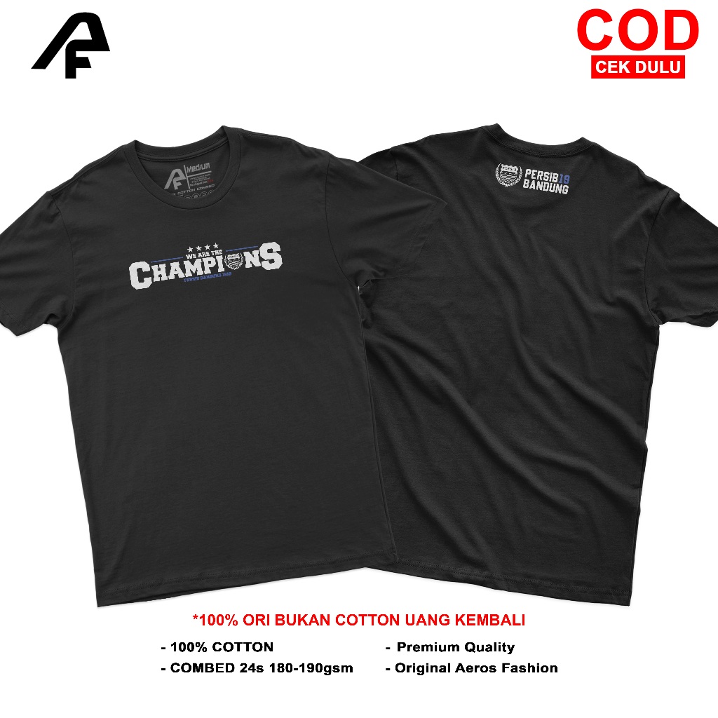 Kaos Persib Bandung 1919 Champions Tshirt Football Cotton Combed 24s Unisex
