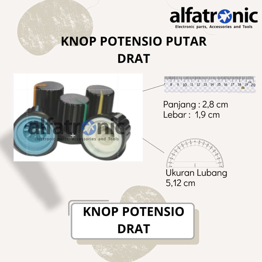 Knop Potensio Putar Knop Plastik Drat Bulat Knop Rotary