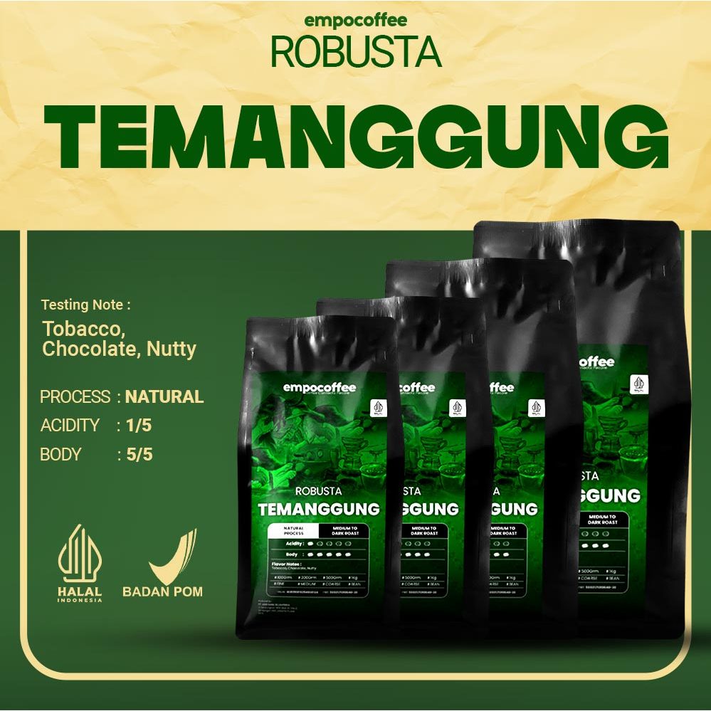 

Empo Coffee Biji Kopi Bubuk Robusta Temanggung Jawa Tengah Java Coffee Bean Roasted Beans Espresso