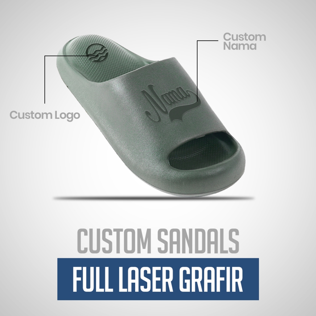Ohio * Sandal Slide Unisex Custom Olive I Sandal Slop Pria Wanita Custom l Sandal Slide Pria Casual 