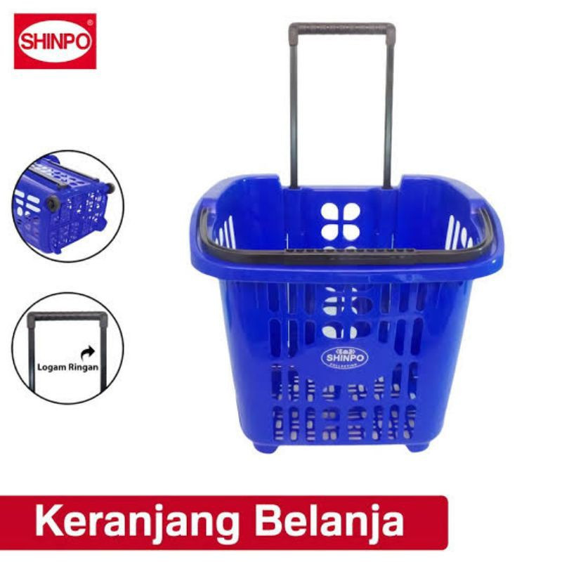 Keranjang Pasar Roda Shinpo 341 Roda Dua Trolley Belanja Barang Aqua Galon Gas LPG Troli Supermarket
