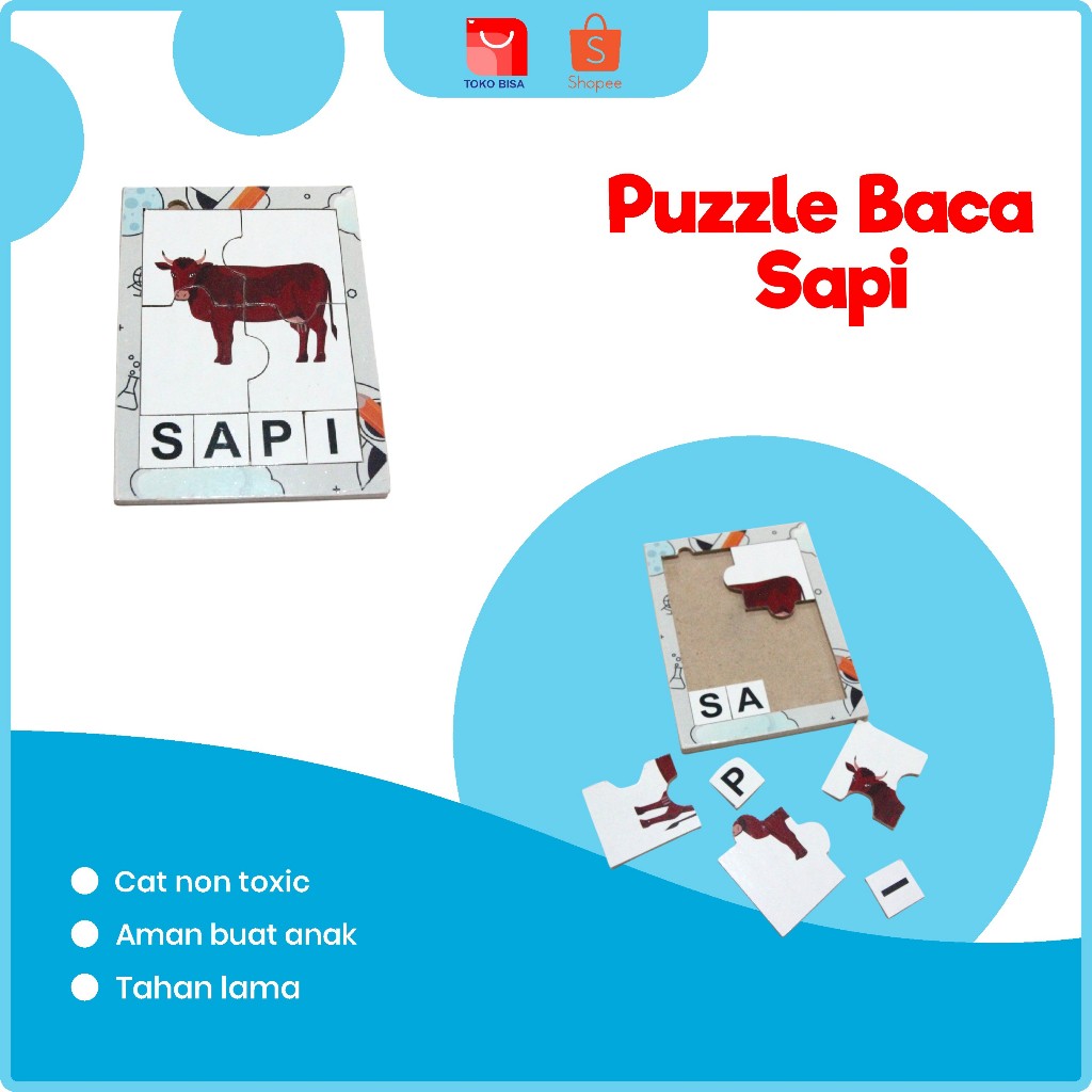 Promo Mainan Edukasi | Big Sale  | Mainan Edukasi Puzzle Baca | Puzzle  Baca 15 x 11 Sapi | Mainan B