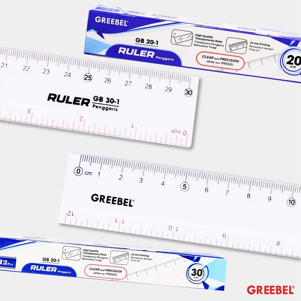 

Penggaris Bening Plastik Penggaris Greebel 30 CM GB 30-1