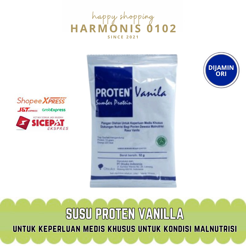 

Susu Proten Tinggi Protein Rasa Vanila 1 Sachet isi 52 Gram