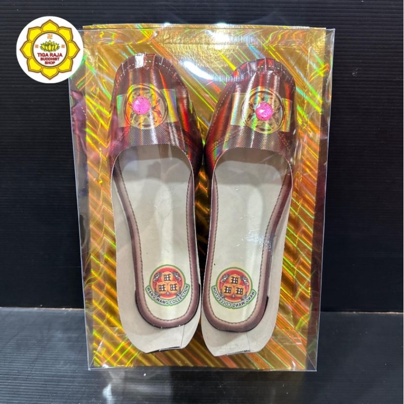 Sepatu Kertas Sembahyang Qing Ming Leluhur Wanita Kertas Hologram Mika