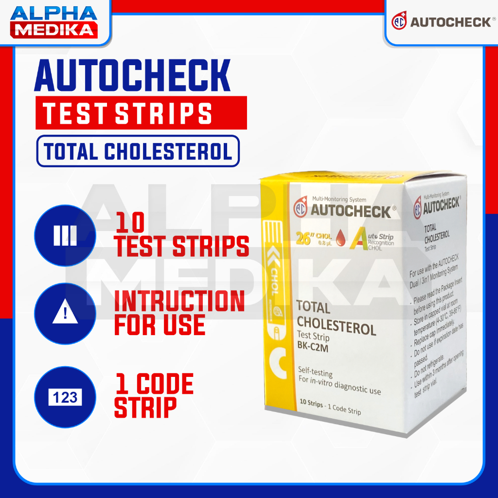Strip Autocheck Cholesterol 10's / Strip Cholesterol Autocheck isi 25 Pcs / Stik Test Kolesterol