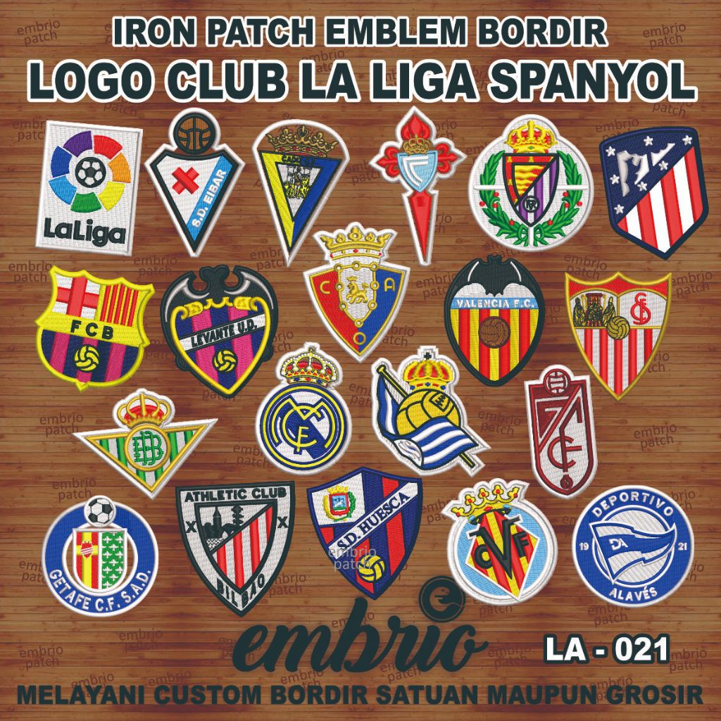 Patch Logo Jersey Club Sepak Bola La Liga Emblem Bordir Tim Sepakbola Liga Spanyol Iron on patches -