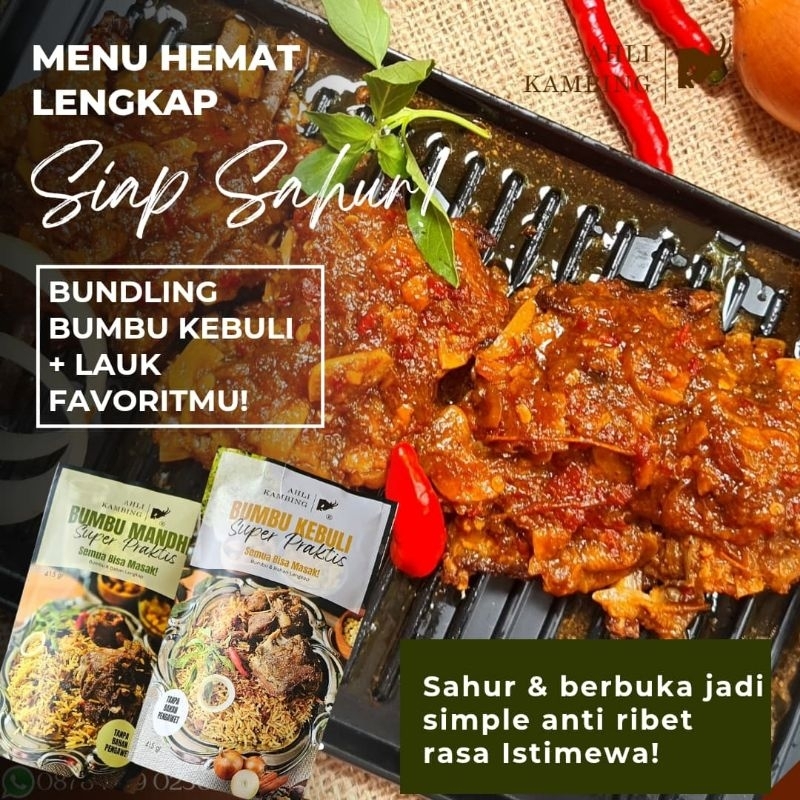 

Menu Paket Lengkap Hemat SIAP SAHUR (Bumbu Kebuli/Mandhi+Lauk)