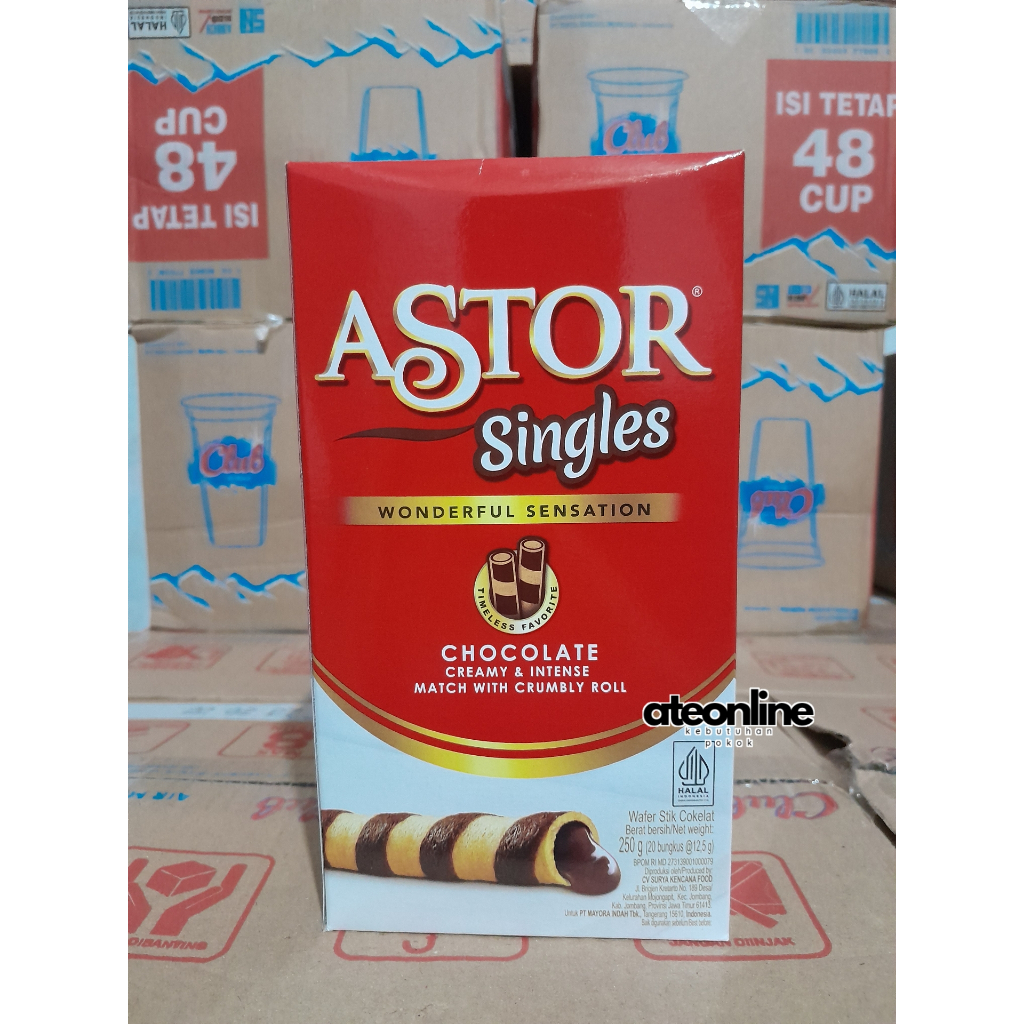 

Astor Wafer Stick Cokelat Singles 1000 Box [isi 20 bungkus @12.5gr]