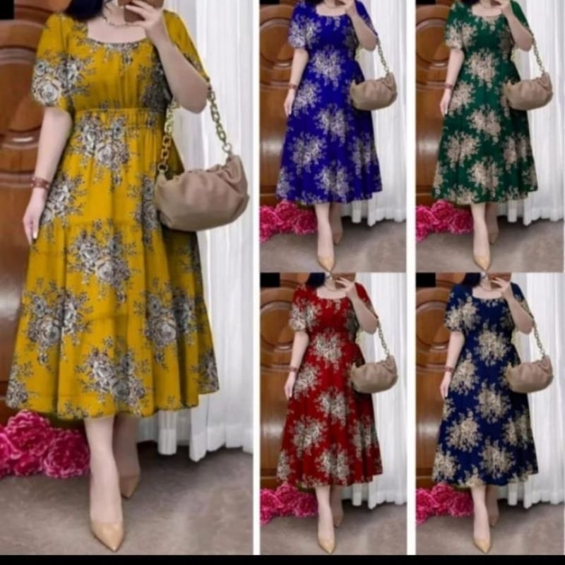 Dress wanita Rayon kekinian dress Ruffle rayon