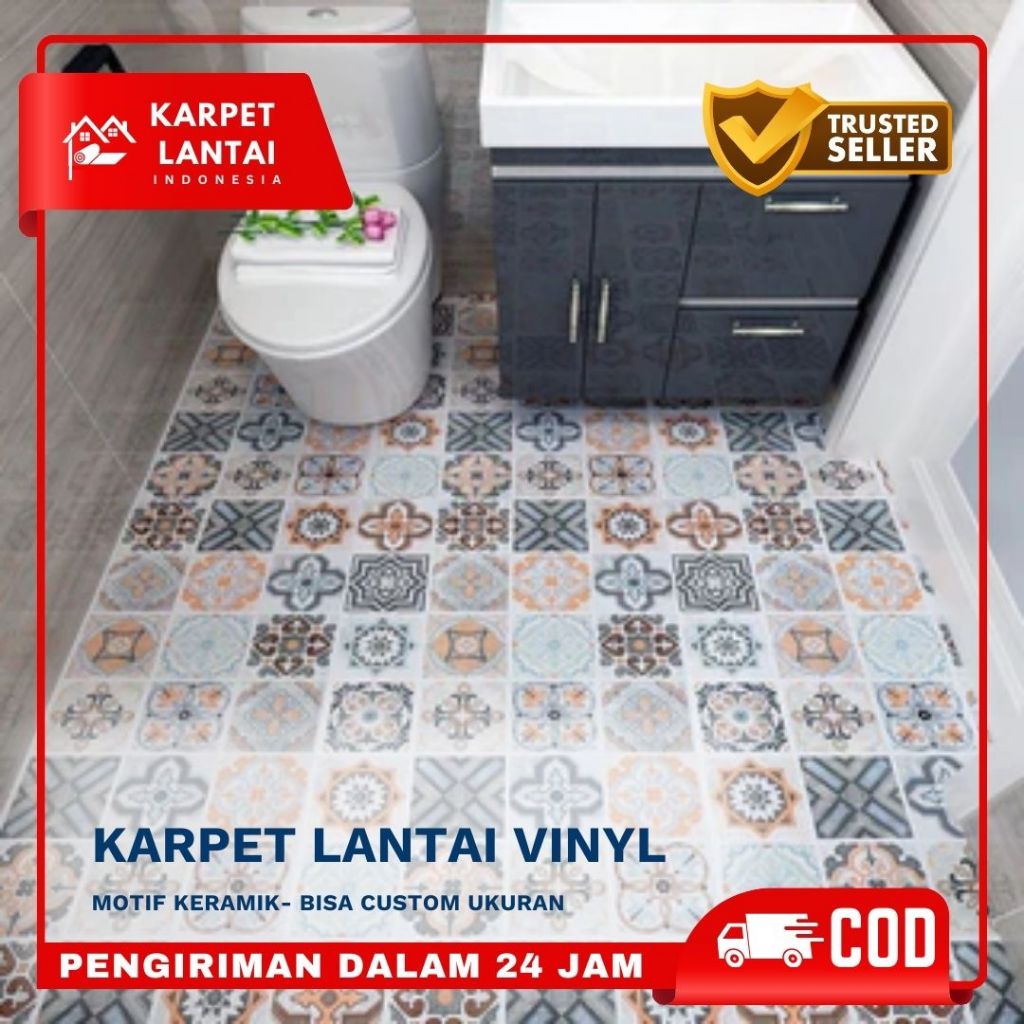 [COD]  Karpet Lantai Rumah Plastik Vinyl PVC Alas Meja Motif Keramik 1 ROLL 15M BEST SELLER TERMURAH