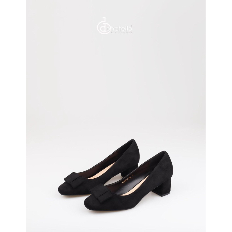 DONATELLO SEPATU HEELS KERJA KANTOR SEPATU TINGGI HEEL HITAM