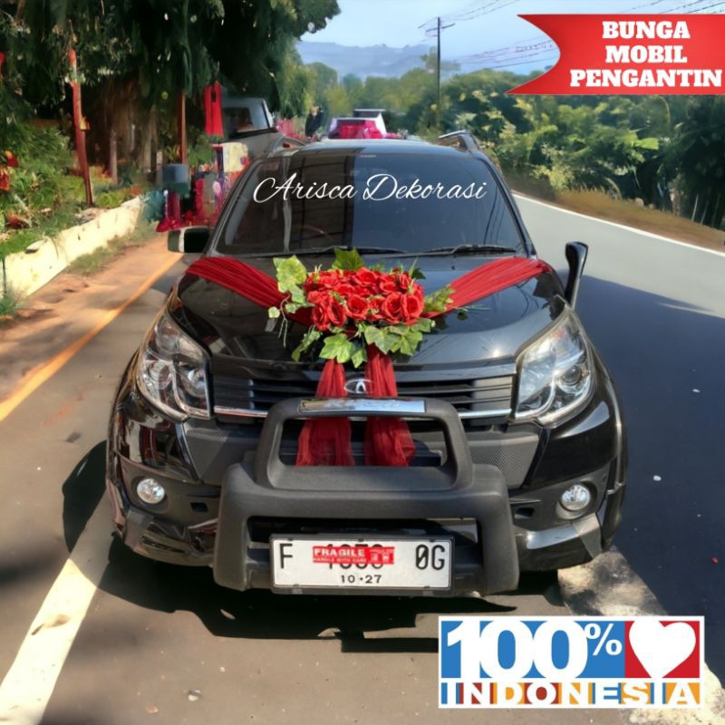 Buketgarden - Bunga Dekorasi Hiasan Mobil Wedding Pengantin / Pita Hiasan Dekorasi Mobil Pengantin