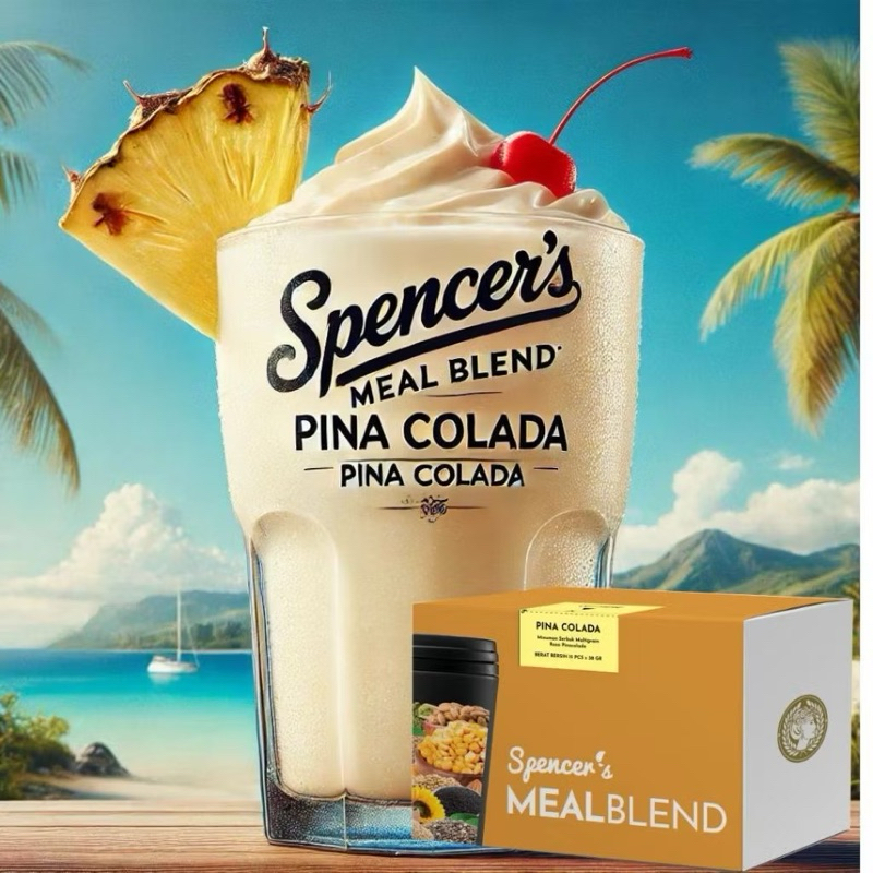 

Spencers MealBlend Pina Colada Cocktail 1 Box isi 15 Sachet Spencer's Meal Blend Replacement Nutrisi Harian Diet Lezat Sehat Multigrain Superfood