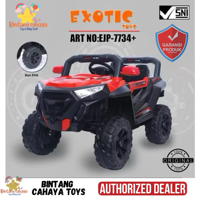 (FREE KARPET ALAS KAKI) Mobil Aki anak Jeep Offroad Besar Exotic EJP 7734 Ban Karet eva mobilan remo