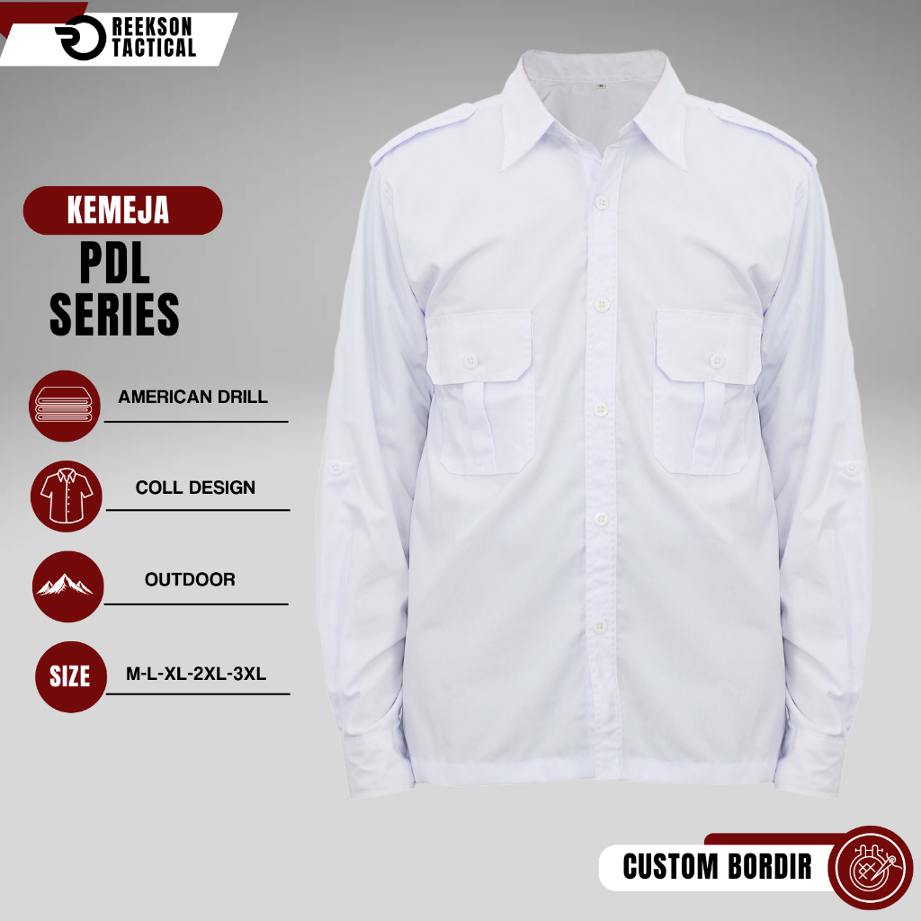 Kemeja Tactical  PDL Series Custom Bordir Bahan American Drill