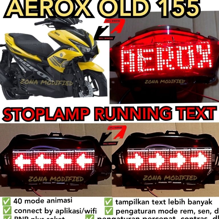 KODE B69X Stoplamp Running Text Animasi Aerox 155 Old 51 Mode Lampu LED Rem Belakang Modifikasi Vari