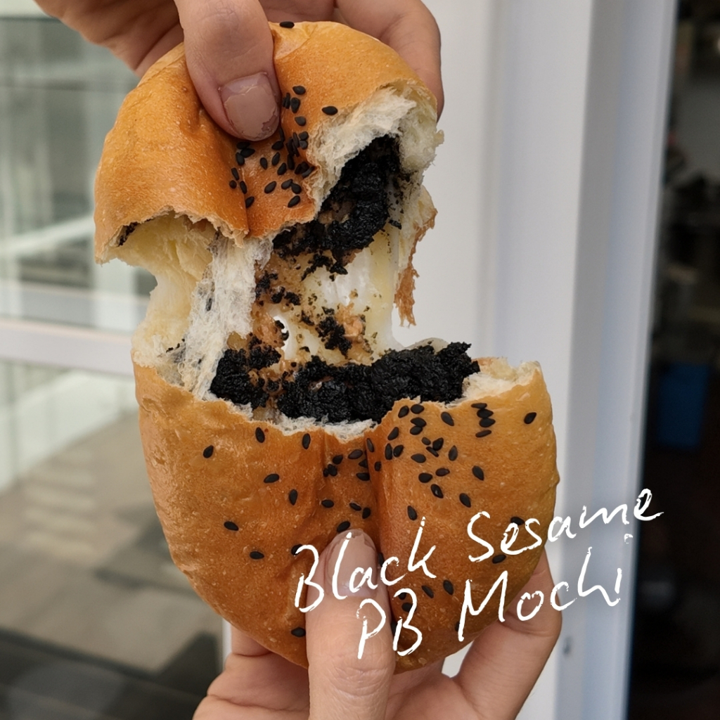 

Black Sesame Peanut Butter Mochi Bun - Gram and Dough