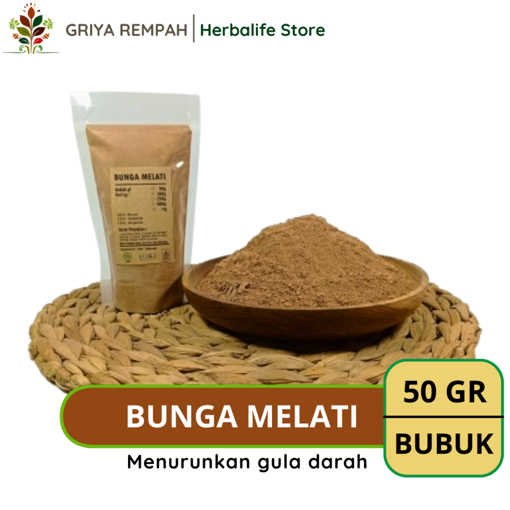 

BUNGA MELATI BUBUK 50 GRAM Jasmine Rempah Herbal Simplisia Alami Teh Aromaterapi & Ramuan Kering Jamu Tradisional Jasminum
