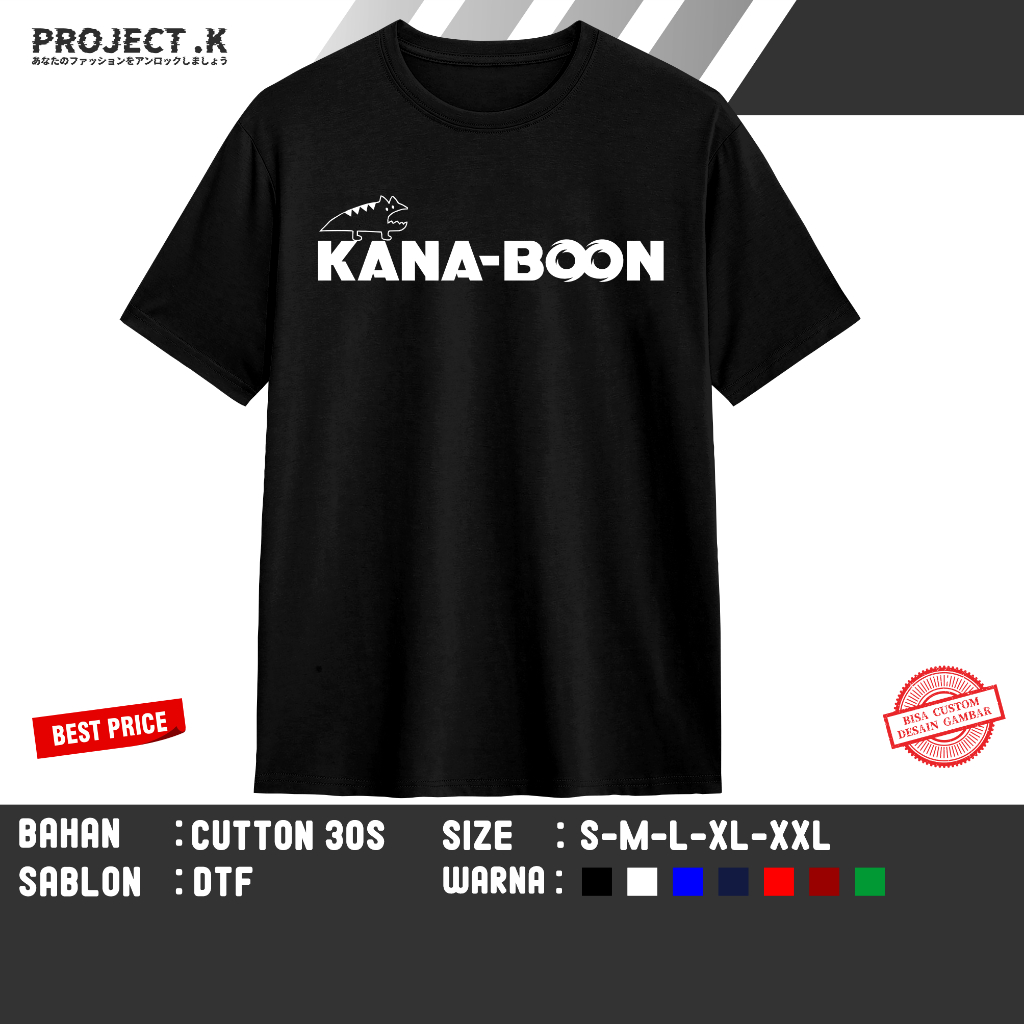 T-SHIRT KAOS DISTRO BAND JEPANG KANA BOON BY PROJECT K