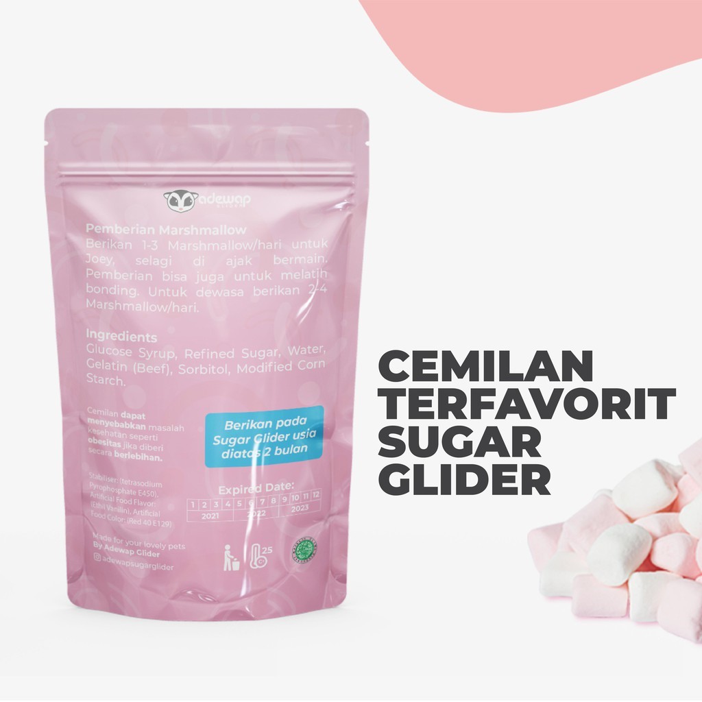 ADEWAP GLIDER Mini Marshmallow Snack Sugar Glider Snack Camilan Sugar Glider - 35gr
