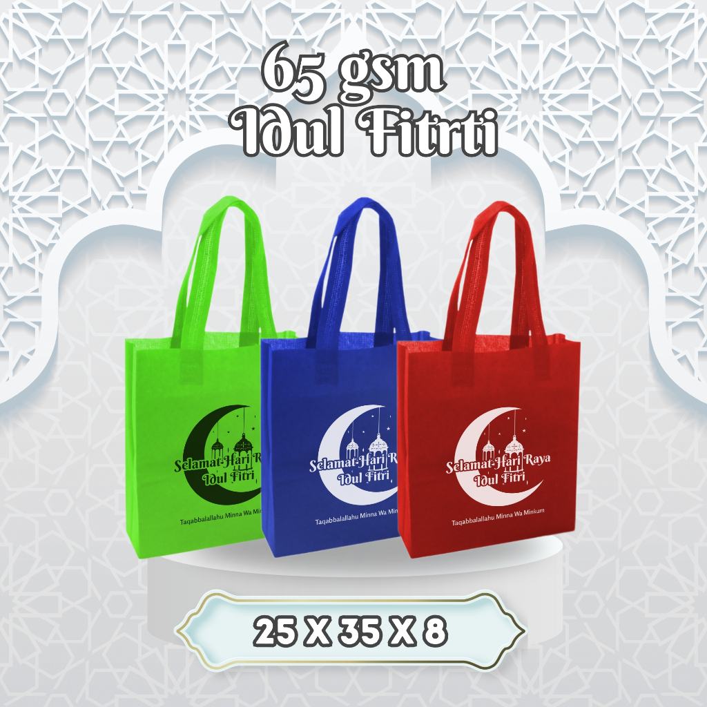 

Tas Spunbond Goodybag Laken 20x25, 25x35 & 30x40 (Bulan Sabit) Tebal 65 GSM Edisi Lebaran Idul Fitri