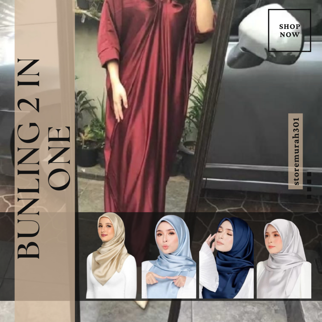 [BUNDLING KAFTAN + HIJAB VELVET]Kaftan Polos Satin dan Hijab Velvet Premium Wanita- Kaftan Pesta, ko