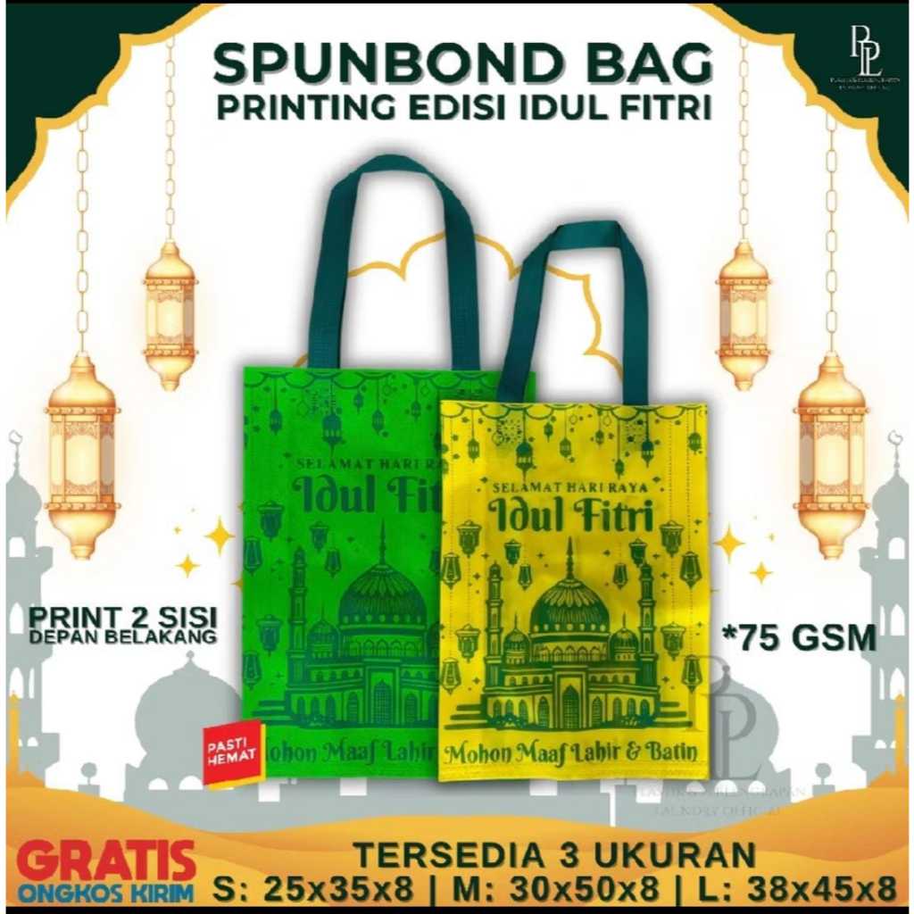 

Tas Spunbond Lebaran Tas hampers Hari Raya Idul Fitri 30x40cm Goodie Bag 1 (LUSIN) Isi 12pcs